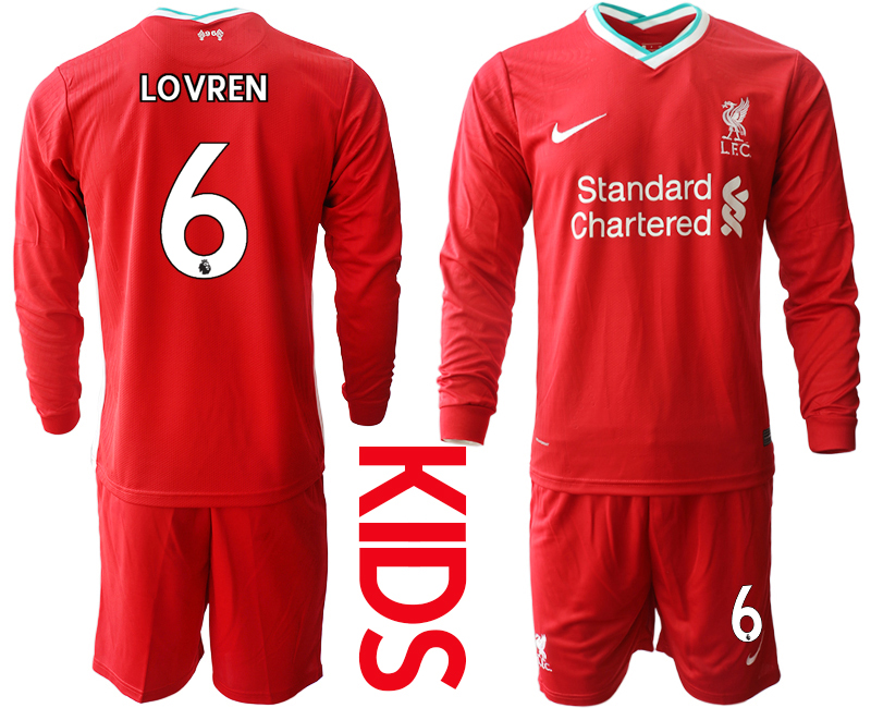2021 Liverpool home long sleeves Youth #6 soccer jerseys->youth soccer jersey->Youth Jersey